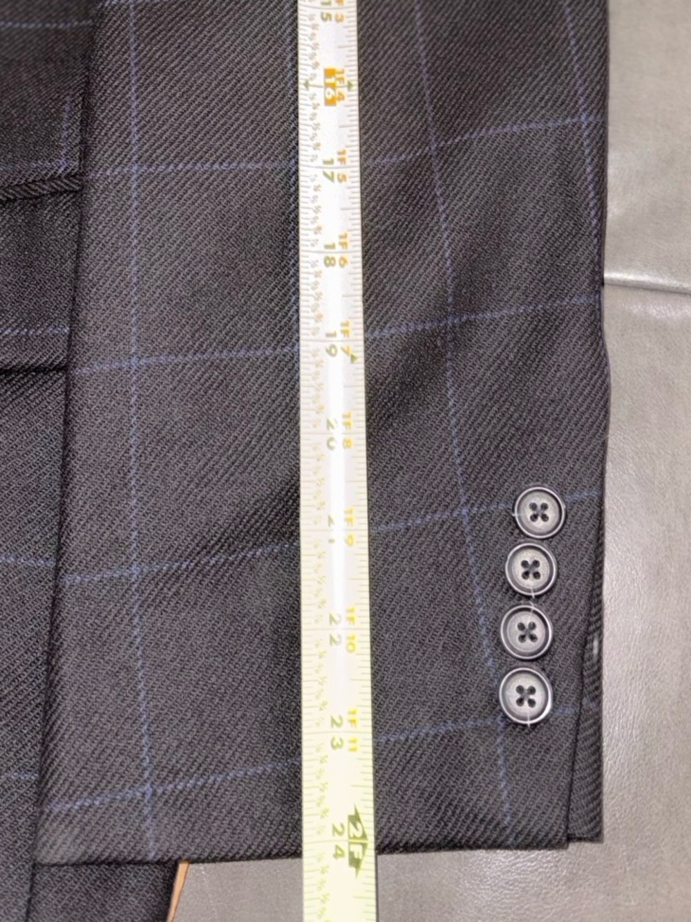 Brooks Brothers 100% Lambs Wool Blazer 43R Charcoal Blue Windowpane Plaid - Picture 7 of 7